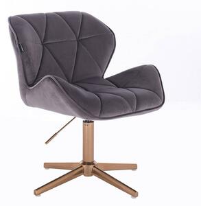 HR111CROSS scaun Catifea Grafit cu Bază Aurie