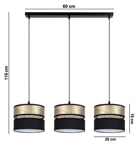 Lustră pe cablu LIMA 3xE27/60W/230V aurie/neagră