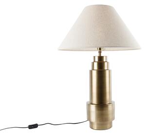 Lampă de masă bronz cu abajur din stofă bej 55 cm - Bruut