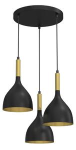 Lustră pe cablu NOAK 3xE27/60W/230V neagră/aurie