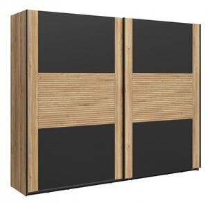 Dulap Livdela 104Stejar deschis, Negru, 22x27x6cm, Uși dulapUși dulap: Glisante