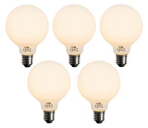 Set 5 becuri Bec LED E27 reglabil opalin G95 5W 450lm 2200K