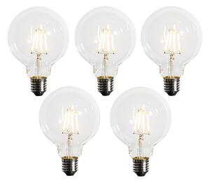 Set 5 becuri Bec LED E27 reglabil G95 5W 450lm 2200K
