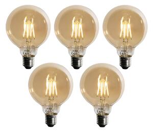 Set 5 becuri Bec LED cu 3 trepte de intensitate reglabilă, auriu, G95, 4W, 450lm, 2700K