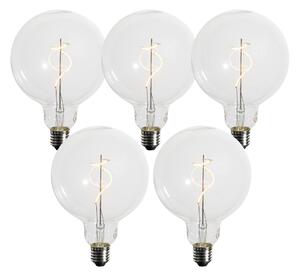 Set de 5 becuri LED E27 dimabile cu filament spiralat G125 4W 270 lm 2200K