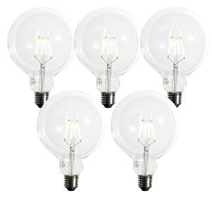 Set 5 becuri Bec LED E27 cu filament spiralat reglabil G125 5W 450lm 2200K