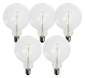 Set de 5 Becuri LED E27 Estompabile Filament Spiralat G125 4W 270 lm 2700K
