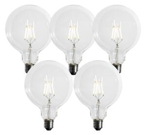 Set 5 becuri Bec LED cu filament spiralat E27 reglabil în 3 trepte G125 4W 450lm 3000K