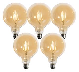 Set 5 becuri Bec LED E27 reglabil în 3 trepte auriu G125 4W 450lm 2700K