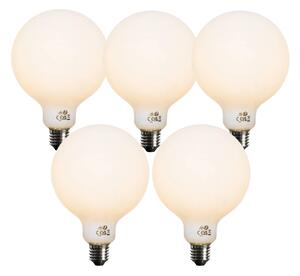 Set de 5 becuri LED E27 dimabile, opale, G125, 5W, 450 lm, 2700K