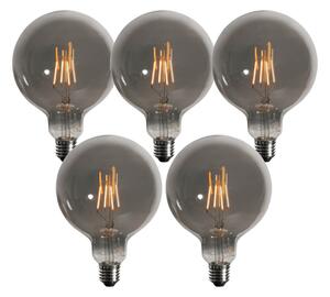 Set de 5 becuri LED E27 cu 3 trepte de intensitate, fumurii, G125 4W 150 lm 1900K