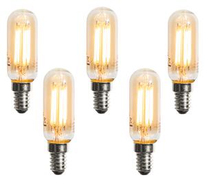 Set de 5 becuri LED E14 dimabile aurii T25 4W 300 lm 2200K