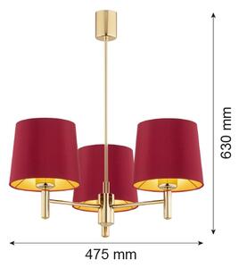 Lustră pe tijă PONTE PLUS 3xE27/15W/230V roșu Argon 6266