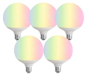 Set de 5 becuri LED inteligente E27 G120 Mat RGBW 9W 806 lm 2700-6500K