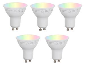 Set de 5 becuri LED inteligente GU10 50mm Estompabile Opal RGBW 4.7W 400 lm 2700-6500K