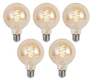 Set 5 becuri Bec LED inteligent E27 reglabil G95 chihlimbar 4.9W 320lm 2500K