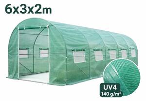 Solar gradina 6x3x2m tip tunel, folie UV4 140g/mp, cadru metalic galvanizat, 8 ferestre, pentru legume si plante