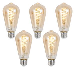 Set 5 becuri Bec LED inteligent E27 reglabil ST64 chihlimbar 4.9W 320lm 2500K