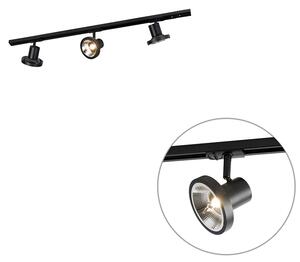 Sistem modern de iluminat pe șine cu 3 spoturi negre monofazate 100 cm - Iconic Jeany