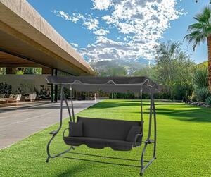 Balansoar de gradina, 3 locuri, spatar rabatabil, 210 x 120 x 170 cm, ANTRACIT