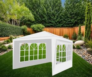 Pavilion de gradina, 3x3 M, 3 Pereti Laterali Cu Ferestre, Alb