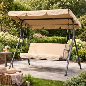 Balansoar gradina bej, 3 persoane, structura metal, 170 x 110 x 153 cm