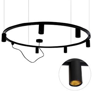 Sistem modern de iluminat pe șină suspendat cu 6 spoturi negre monofazate GU10 50mm - Iconic Ruby Honey