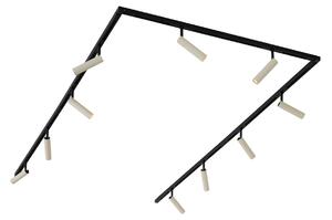 Sistem de iluminat modern pe șină cu 10 spoturi bej și negru monofazat - Slimline Uzzy