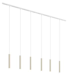 Sistem modern de iluminat pe șine cu 6 pendule bej cu alb, monofazat - Slimline Keno