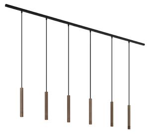 Sistem de iluminat modern pe șină cu 6 pendule bronz monofazat - Slimline Keno