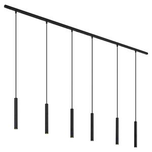 Sistem de iluminat modern pe șină cu 6 lămpi suspendate negre monofazat - Slimline Keno
