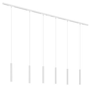 Sistem modern de iluminat pe șine cu 6 pendule albe monofazat - Slimline Keno