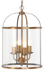 Lampă suspendată vintage bronz cu sticlă transparentă 4 lumini - Pimpernel