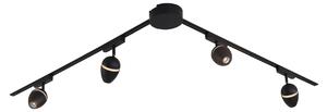Sistem modern de iluminat pe șine cu 4 spoturi negre monofazate - Magnetic Eggy