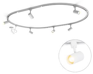 Sistem modern de iluminat pe șine cu 6 spoturi albe monofazate oval 100cm - Iconic Jeana