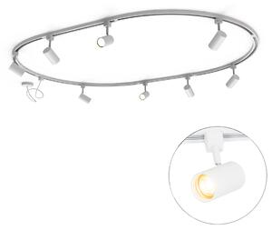 Sistem de iluminat modern pe șină cu 8 spoturi albe monofazate oval 200cm - Iconic Jeana