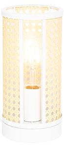 Oosterse tafellamp wit met rotan 12 cm - Akira