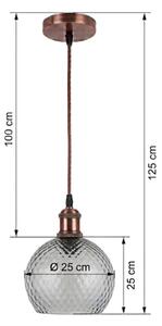 Brilagi-LED Pendul pe cablu RETRO GLASS 1xE27/60W/230V, diam. 25 cm, cupru/gri fumuriu