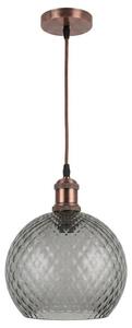 Brilagi-LED Pendul pe cablu RETRO GLASS 1xE27/60W/230V, diam. 25 cm, cupru/gri fumuriu