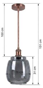 Brilagi-LED Pendul pe cablu RETRO GLASS 1xE27/60W/230V diam. 26 cm cupru/gri fumuriu