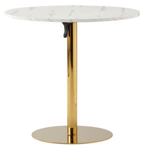 KONDELA Masă dining, marmură deschisă / crom gold - auriu, diametru 80 cm, LAMONT