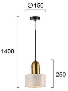 Pendul MARBLE pe cablu 1xE27/60W/230V, auriu/alb, decor marmură