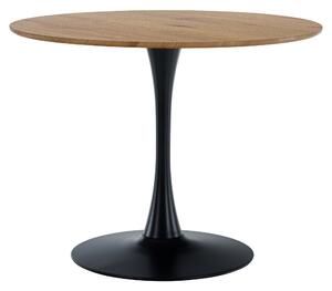 KONDELA Masă de sufragerie, rotundă, stejar/negru, diametru 110 cm, REVENTON NEW