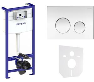 Set cadru încastrat Oltens Triberg 50001000, buton de spălare Oltens Lule 57102100, 49301000