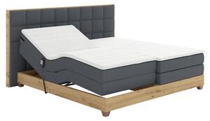 KONDELA Pat electric reglabil, boxspring, gri închis/stejar artizanal, 180x200, TIANA