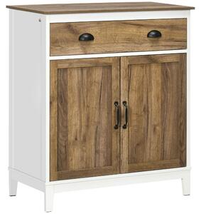 HOMCOM Dulap Multifuncțional Rustic din PAL cu Sertar și Spațiu de Depozitare, 78.5x39x89.4cm, Design Clasic, Alb | Aosom Romania