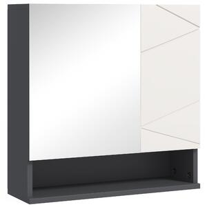 Dulap de Baie cu Oglinda, Dulap de Depozitare pentru Baie Montat pe Perete cu Rafturi Reglabil, Gri Deschis 55x17x55cm Kleankin | Aosom Romania
