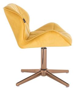 HR111CROSS scaun Catifea Galbenă cu Bază Aurie