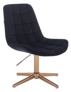 HR590CROSS scaun Catifea Negru cu Bază Aurie