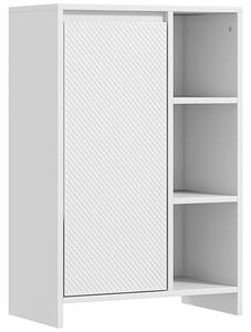 HOMCOM Dulăpior de Baie cu 3 Rafturi Deschise, un Dulăpior cu o Ușă și Raft Interior Reglabil, 53x30x80 cm, Alb | Aosom Romania
